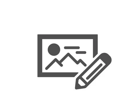 Photo edit simple icon. Image thumbnail with pencil sign. Vector Stock Illustration