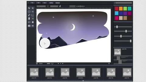 Photo editing. Animation of the graphical editor program interface. Cartoon Stock Footage 139131621