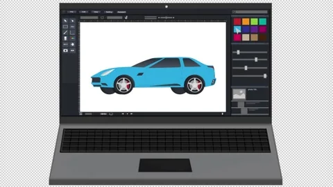 Photo editing. Animation using a laptop. Cartoon Stock Footage 139131571