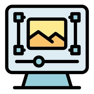 Photo editing software on computer screen enhancing image quality Illustrazione stock