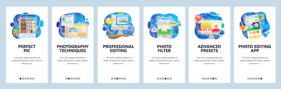Photo editor software, smartphone application, photo filter. Mobile app Stock Illustration