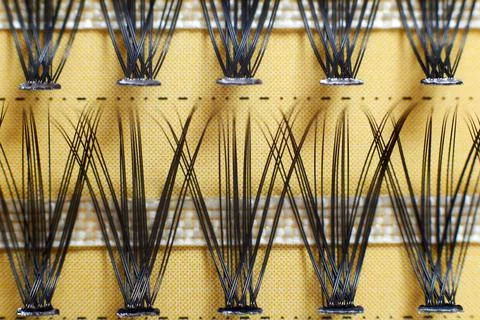 Photo false eyelashes for makeup in boxes close-up. Stock Photos