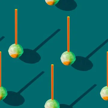 Photo in the form of a seamless pattern. Candy on a stick with shadows on a Stock Illustration