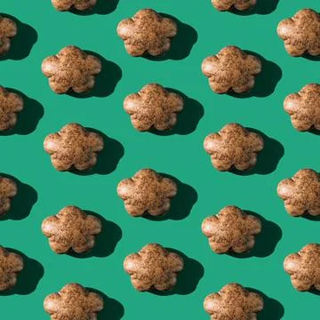 Photo in the form of a seamless pattern. Chocolate gingerbread in the shape of a Stock Illustration