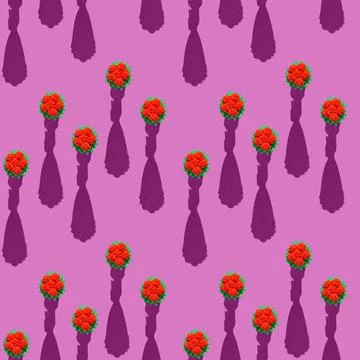 Photo in the form of a seamless pattern. Red flowers in a yellow bouquet are Stock Illustration