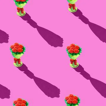 Photo in the form of a seamless pattern. Red flowers in a yellow bouquet are Stock Illustration