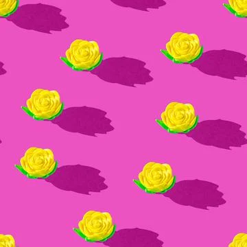 Photo in the form of a seamless pattern. Yellow flower with green leaves with Stock Illustration