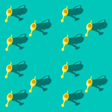 Photo in the form of a seamless pattern. Yellow watering can for watering Stock Illustration