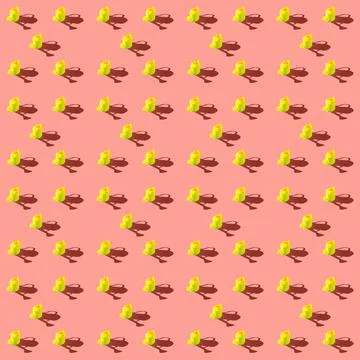 Photo in the form of a seamless pattern Yellow watering can for watering flowers Stock Illustration