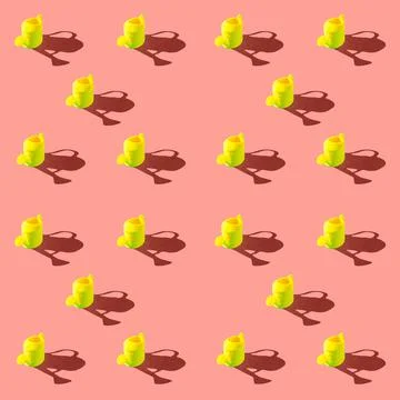 Photo in the form of a seamless pattern Yellow watering can for watering flowers Stock Illustration
