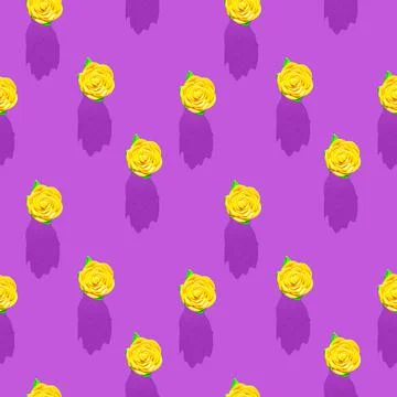 Photo in the form of a seamless pattern. Yellow flower with green leaves with Stock Illustration
