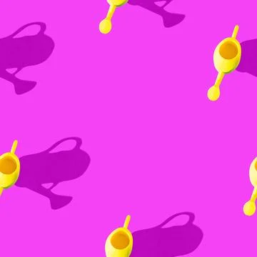 Photo in the form of a seamless pattern. Yellow watering can for watering Stock Illustration