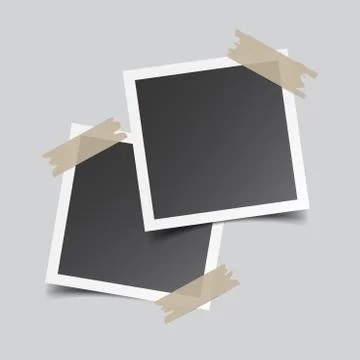 Blank Polaroid Frame with Adhesive Tape - Isolated Stock Photo