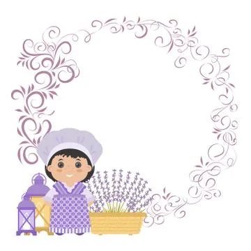 Photo frame with elements of Provence Illustrazione stock