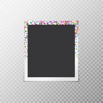 Photo frame with falling confetti Stock Illustration