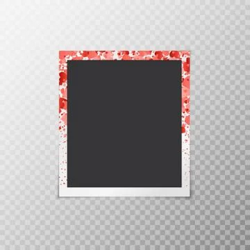 Photo frame with falling hearts Stock Illustration