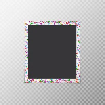 Photo frame with flying confetti Stock Illustration