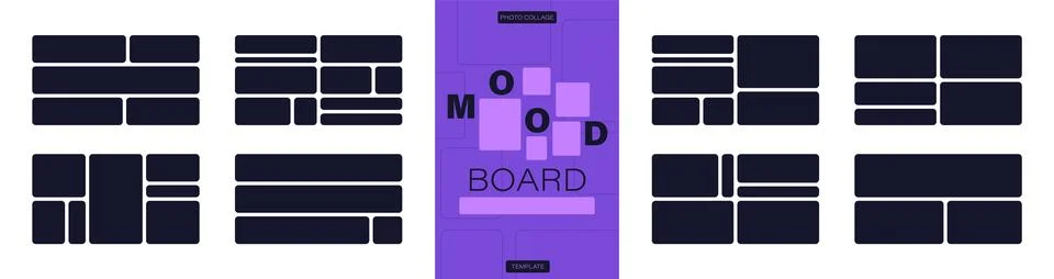 Photo frame grid collection. Vector layout set with empty image placeholders in Stock Illustration