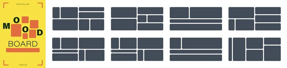 Photo frame grid collection. Vector layout set with blank image placeholders in Stock Illustration