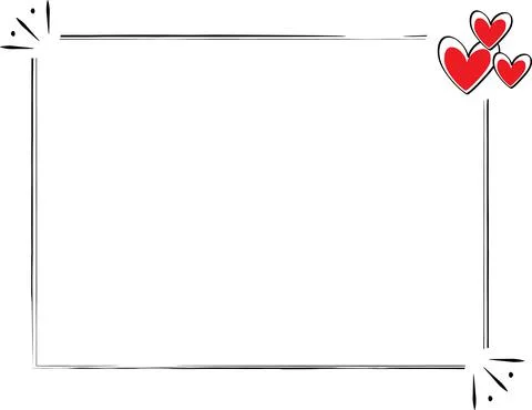 Photo frame illustration with red hearts, vector Stock Illustration