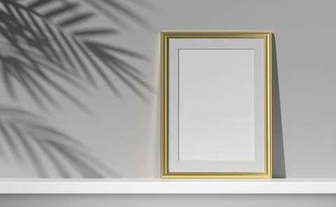 Photo frame in the interior, 3D render Stock Illustration