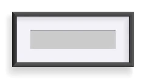 Photo frame isolated on white, rectangular frame mockup. Empty framing for Stock Illustration