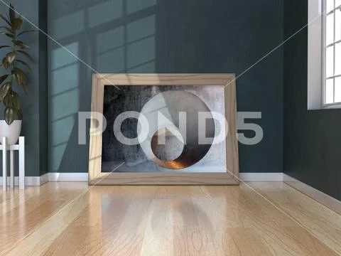 Photo Frame Mockup On The Floor PSD Template