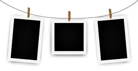 Photo frame mockups with shadows. Scrapbook template. Empty image for memor.. Stock Illustration