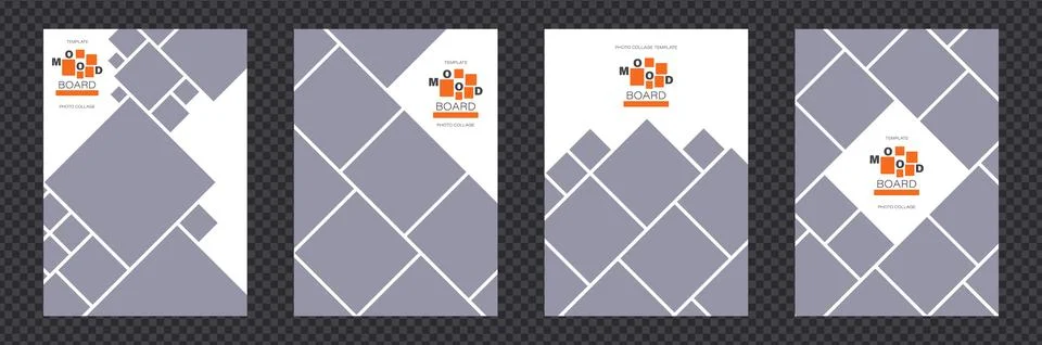 Photo frame rhombus shape grid template set. Vector layout with geometric mosaic Stock Illustration