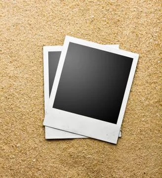 Photo frame on sand background, path inside frame Stock Photos