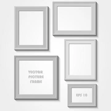 Photo Frame with shadow on a grey wall Stock Illustration