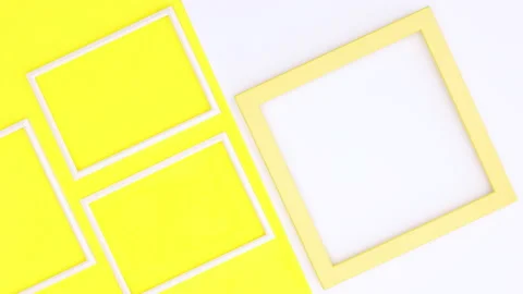 Photo frames appear on yellow white theme. Stop motion Stock Footage 138182818