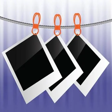 Photo frames on a blue wave background Colorful illustration with photo fr... Stock Photos