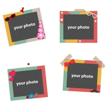 Photo frames, colorful photo frames for photos, a set of color photo frames. Illustrazione stock