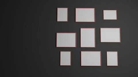 Photo frames on a dark wall Stock Illustration