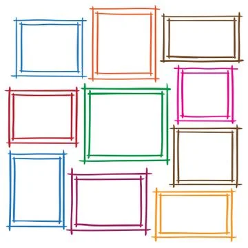 Photo frames doodle sketch, vector Stock Illustration