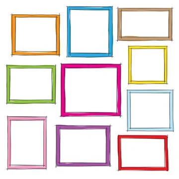 Photo frames doodle sketch, vector Stock Illustration