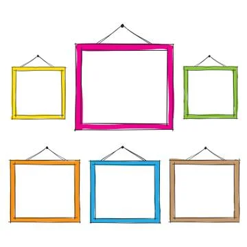 Photo frames doodle sketch, vector Stock Illustration