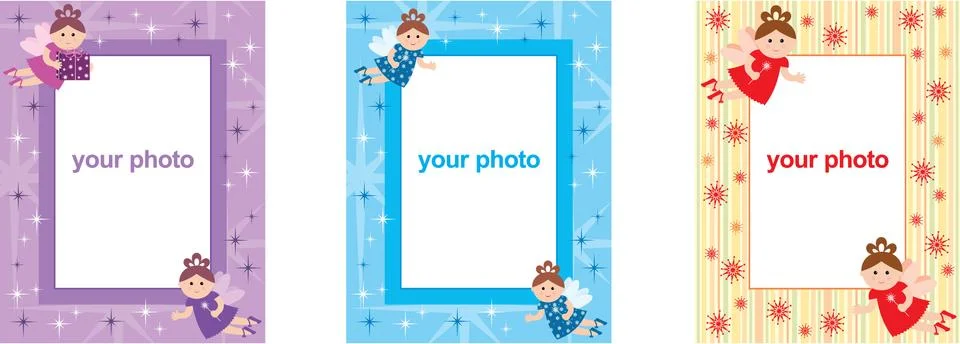 Photo frames with fairys Stock Illustration