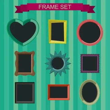 Photo frames in flat style. Stock Illustration