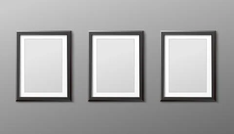 Photo frames hanging vertically realistic vector mockup illustration isolated. Illustrazione stock