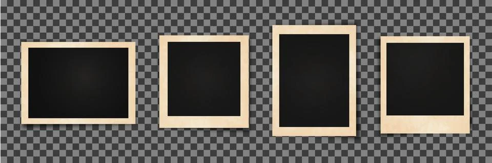 Photo frames isolated. Black empty squares and rectangles Stock Illustration