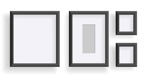 Photo frames isolated on white, rectangular frames mockup. Set of empty framing Stock Illustration