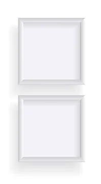 Photo frames isolated on white, rectangular frames mockup. Set of empty framing Stock Illustration