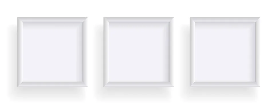Photo frames isolated on white, rectangular frames mockup. Set of empty framing イラスト素材