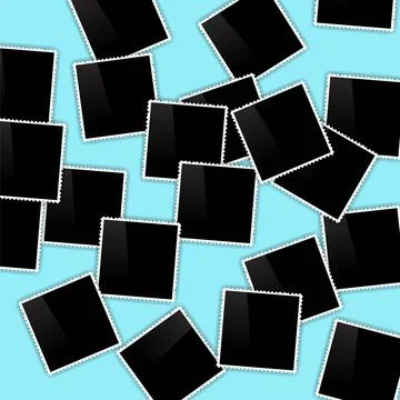 Photo Frames Photo Frames Collection on Azure Background. Photos are Scatt... Stock Photos