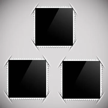 Photo Frames Photo Frames on Grey Background. Square Format on a Paper Alb... Stock Photos