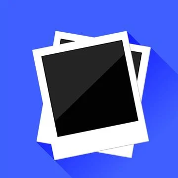Photo Frames Photo Frames Isolated on Blue Background. Long Shadow. Copyri... Stock Photos