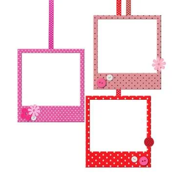 Photo frames with polka dot patterns isolated on white background Stock Photos