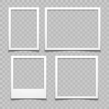 Photo frames with realistic drop shadow vector effect isolated. Image borders イラスト素材
